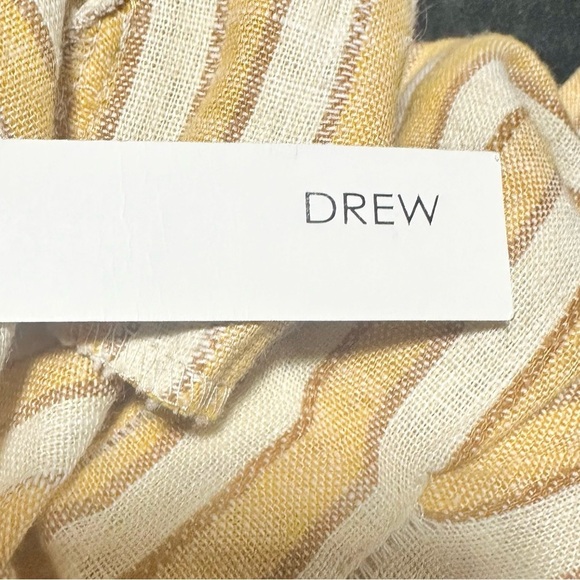 Drew Mustard Ivory Stripe Linen Blend Belted Tie Waist High Rise Shorts S NWT - Picture 6 of 7